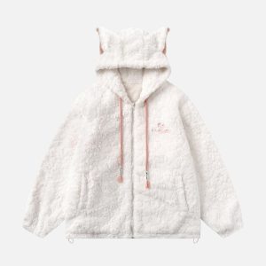 Concert Outfit Plush Ear Hoodie Jacket