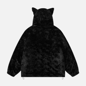 Concert Outfit Plush Ear Hoodie Jacket