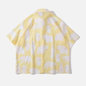 Concert Outfit Polar Bear Print Short Sleeve Shirt