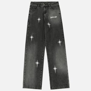Concert Outfit Polaris Print Washed Straight Jeans