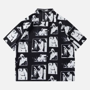 Concert Outfit Portrait Pattern Short-Sleeved Shirt