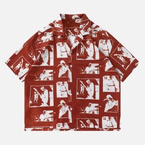 Concert Outfit Portrait Pattern Short-Sleeved Shirt
