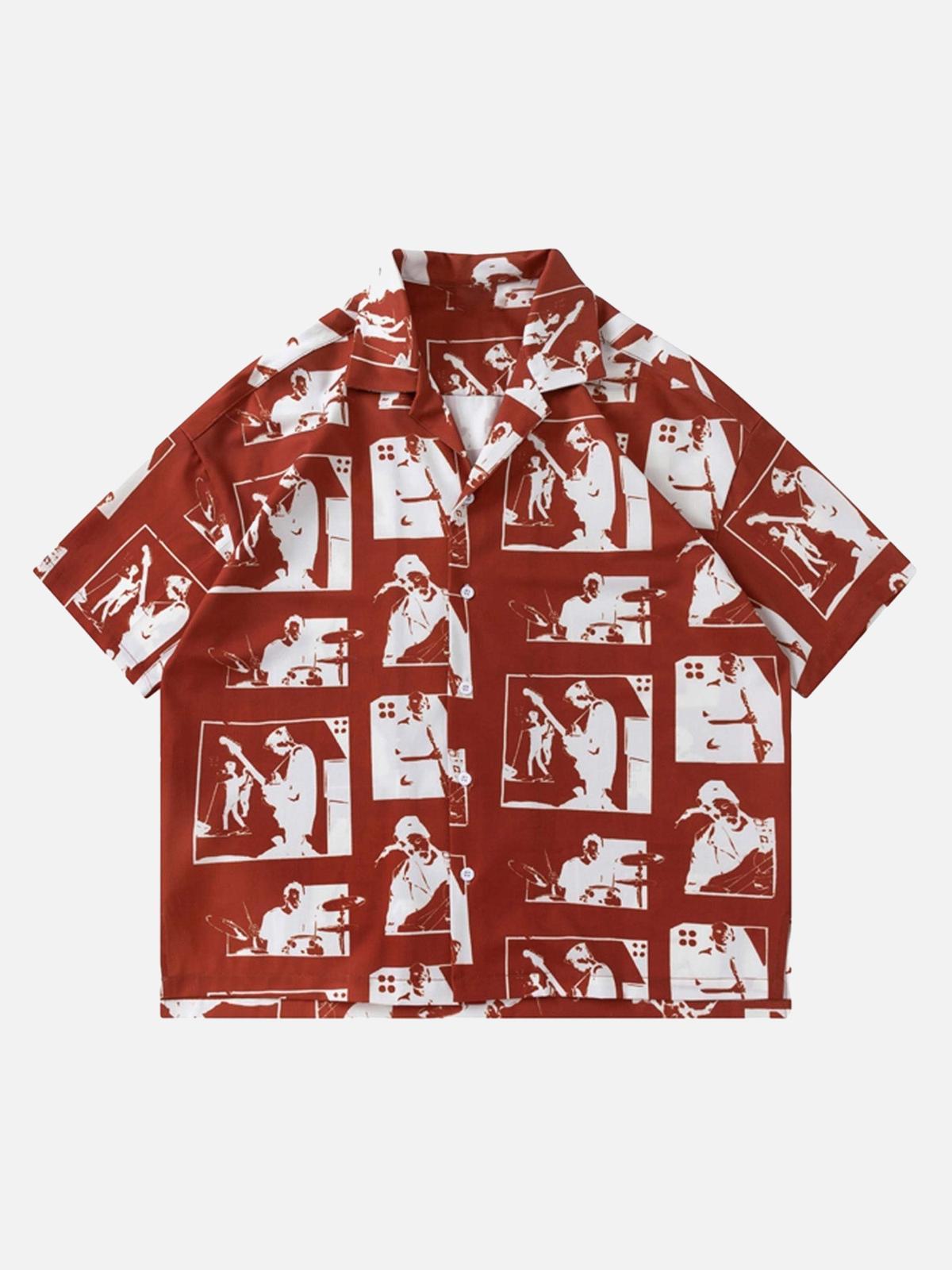 Concert Outfit Portrait Pattern Short-Sleeved Shirt Concert Outfit Portrait Pattern Short-Sleeved Shirt