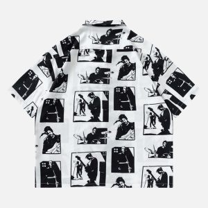 Concert Outfit Portrait Pattern Short-Sleeved Shirt
