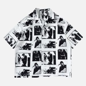 Concert Outfit Portrait Pattern Short-Sleeved Shirt