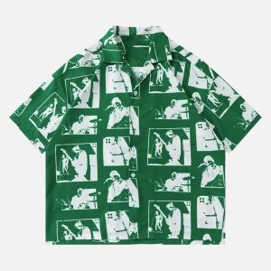 Concert Outfit Portrait Pattern Short-Sleeved Shirt
