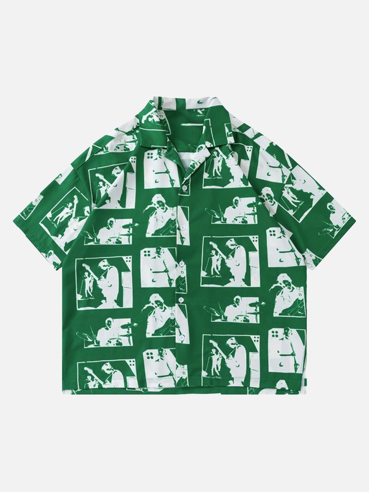 Concert Outfit Portrait Pattern Short-Sleeved Shirt Concert Outfit Portrait Pattern Short-Sleeved Shirt