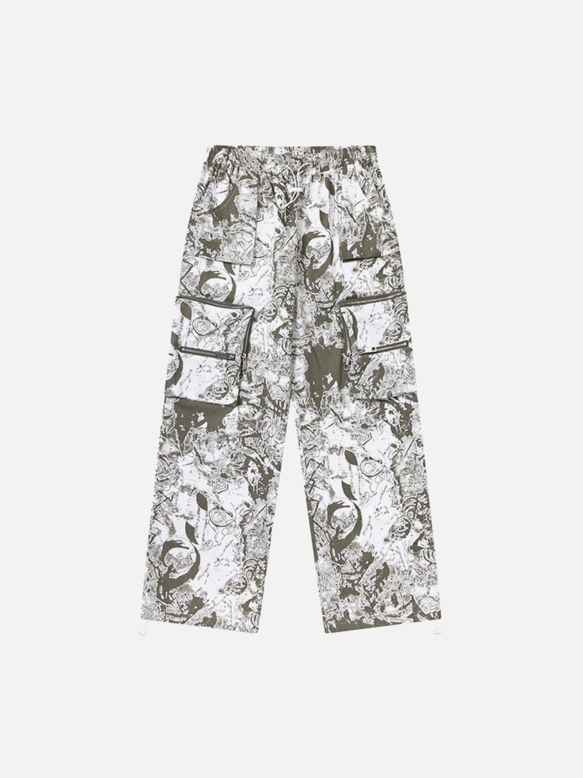 Concert Outfit Printed Drawstring Multi-Pocket Cargo Pants Concert Outfit Printed Drawstring Multi-Pocket Cargo Pants