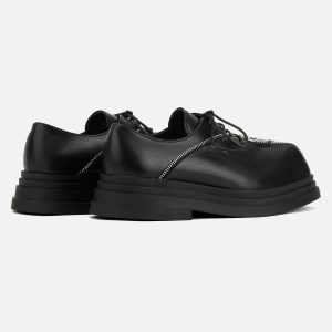 Concert Outfit Punk Personality Zipper Design Leather Shoes