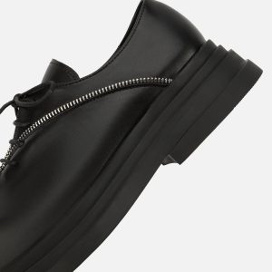 Concert Outfit Punk Personality Zipper Design Leather Shoes