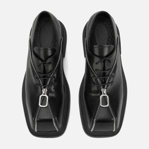 Concert Outfit Punk Personality Zipper Design Leather Shoes