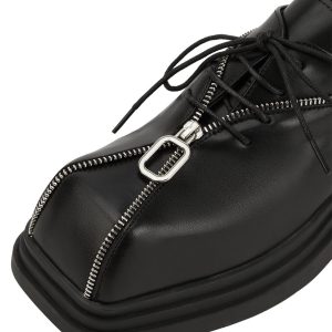 Concert Outfit Punk Personality Zipper Design Leather Shoes