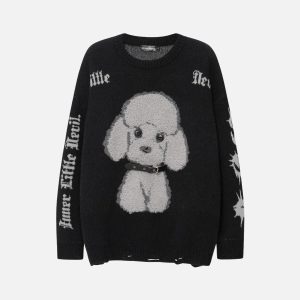 Concert Outfit Puppy Knit Sweater