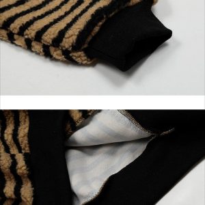 Concert Outfit Puppy Patch Embroidered Striped Zip-Up Hoodie