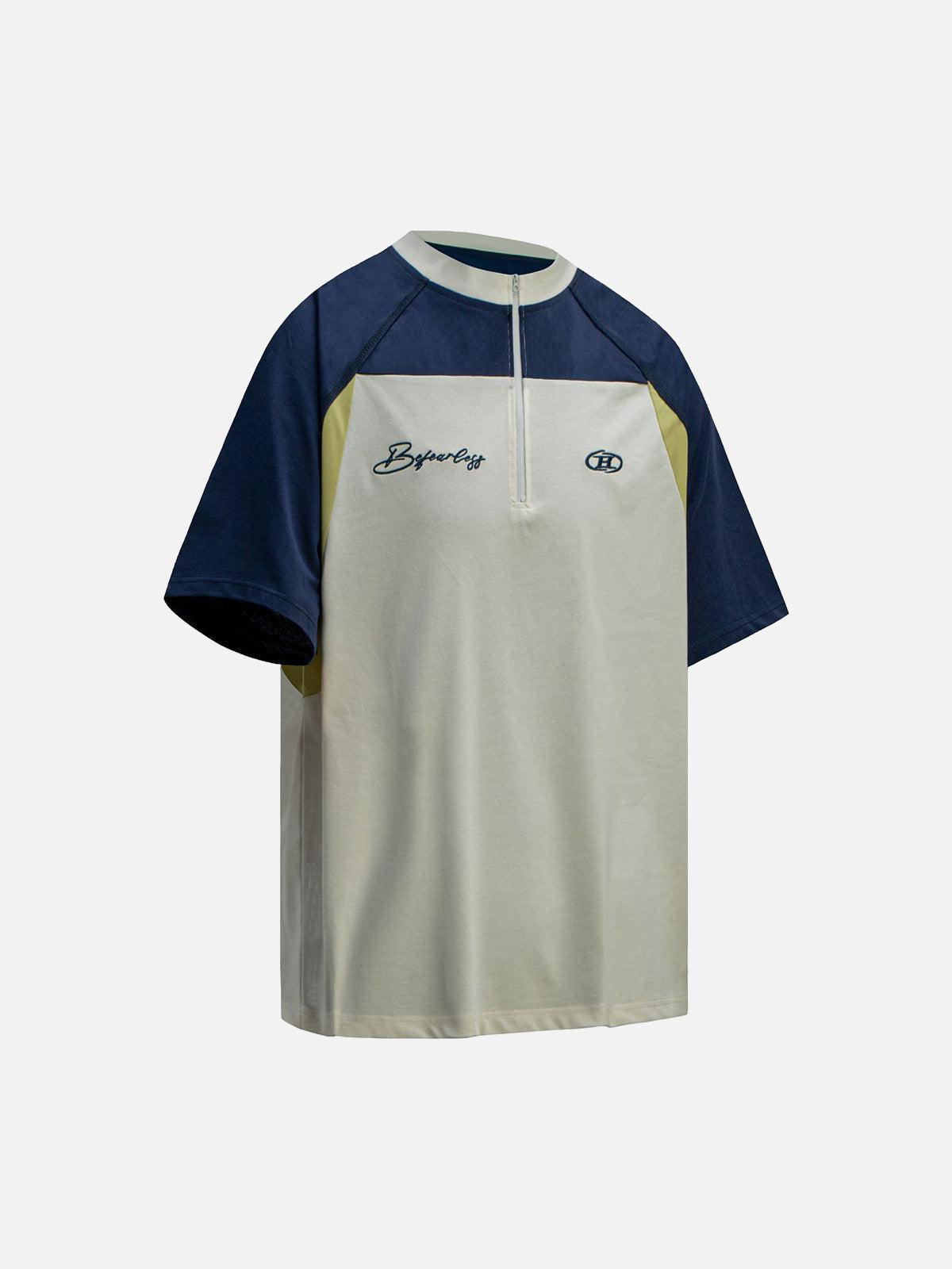 Concert Outfit Quick-Dry Contrast Color Quarter Zip Up T-Shirt Concert Outfit Quick-Dry Contrast Color Quarter Zip Up T-Shirt