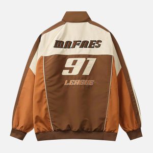 Concert Outfit Racing Embroidered Patchwork Jacket