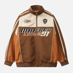 Concert Outfit Racing Embroidered Patchwork Jacket