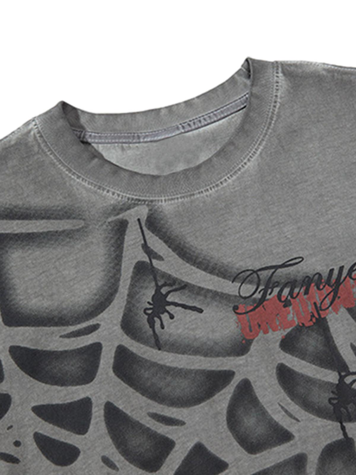 Concert Outfit Raggedy Design Spider Web Graphic Vest Concert Outfit Raggedy Design Spider Web Graphic Vest