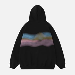 Concert Outfit Rainbow Musical Notes Embroidered Hoodie