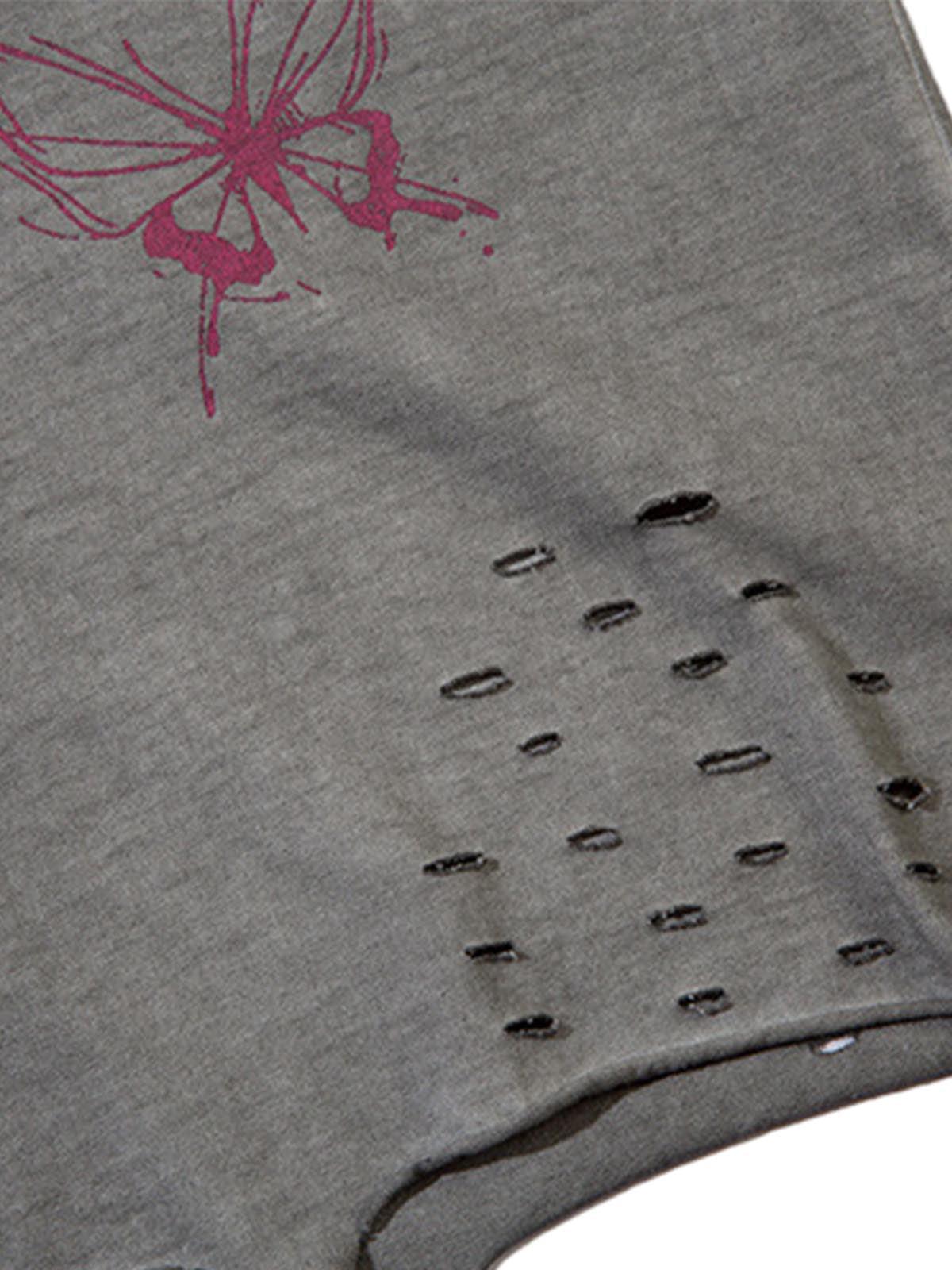 Concert Outfit Raw Edge Butterfly Print Vest Concert Outfit Raw Edge Butterfly Print Vest