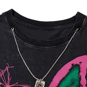 Concert Outfit Raw Edge Butterfly Print Vest