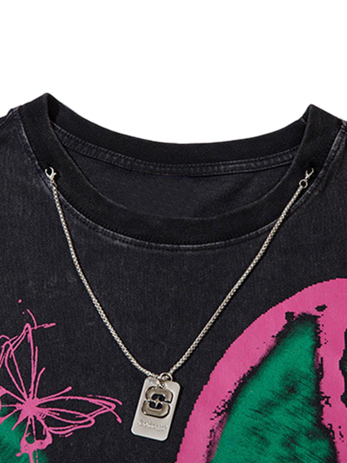 Concert Outfit Raw Edge Butterfly Print Vest Concert Outfit Raw Edge Butterfly Print Vest