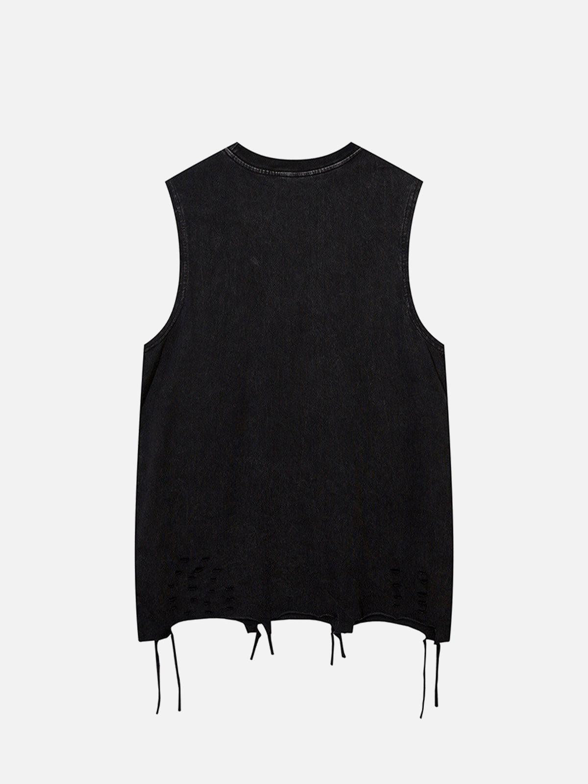 Concert Outfit Raw Edge Butterfly Print Vest Concert Outfit Raw Edge Butterfly Print Vest