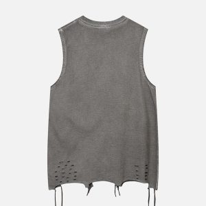 Concert Outfit Raw Edge Butterfly Print Vest