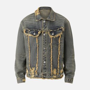 Concert Outfit Raw Edge Distressed Denim Jacket