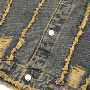 Concert Outfit Raw Edge Distressed Denim Jacket
