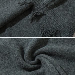 Concert Outfit Raw Edge Half-Zip Knitted Sweater