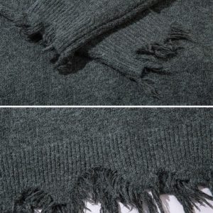 Concert Outfit Raw Edge Half-Zip Knitted Sweater