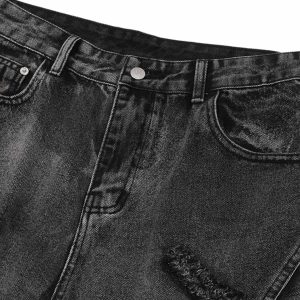 Concert Outfit Raw Edge Patch Straight Jeans