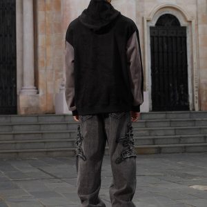 Concert Outfit Raw Edge Patch Straight Jeans