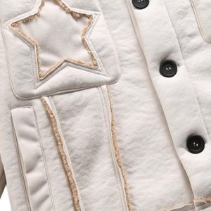 Concert Outfit Raw Edge Star Embroidered Fleece Jacket