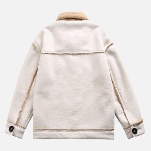 Concert Outfit Raw Edge Star Embroidered Fleece Jacket