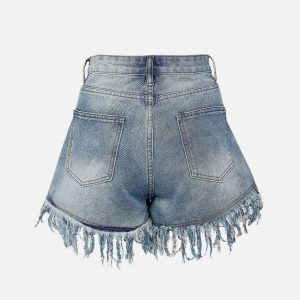 Concert Outfit Raw Ripped Denim Shorts