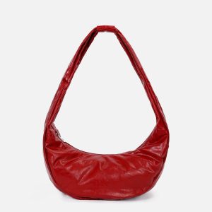 Concert Outfit Red Faux Leather Diagonal Bag