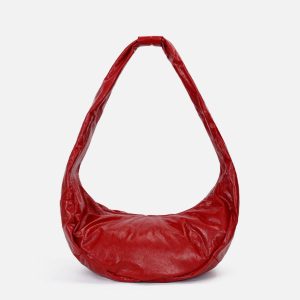 Concert Outfit Red Faux Leather Diagonal Bag