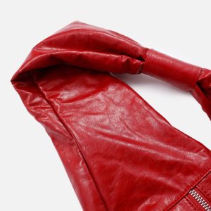 Concert Outfit Red Faux Leather Diagonal Bag