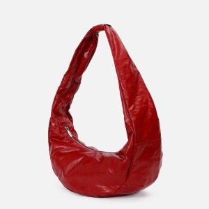 Concert Outfit Red Faux Leather Diagonal Bag