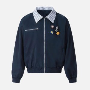 Concert Outfit Retro Badge Stitching Work Jacket