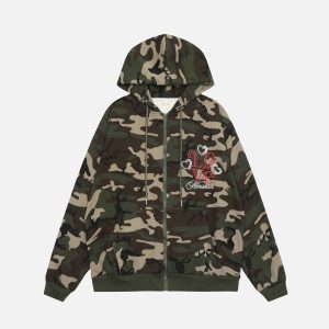 Concert Outfit Retro Camo Hoodie