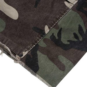 Concert Outfit Retro Camouflage Whisker Raw Edge Cropped Shorts