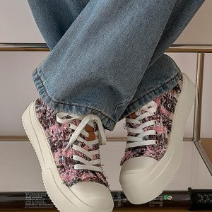 Concert Outfit Retro Canvas Irregular Sneakers