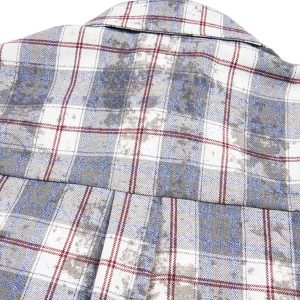 Concert Outfit Retro Cleanfit Patch Embroidered Plaid Shirt