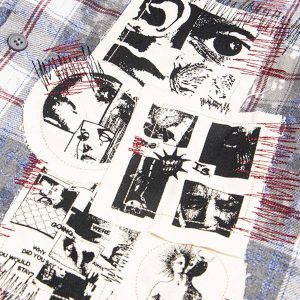 Concert Outfit Retro Cleanfit Patch Embroidered Plaid Shirt