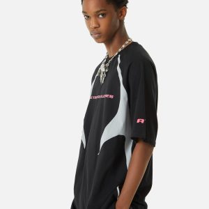 Concert Outfit Retro Color-Blocked Deconstructed Stitching Racing T-Shirt