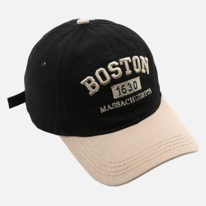 Concert Outfit Retro Colorblocked Monogrammed Embroidered Cap