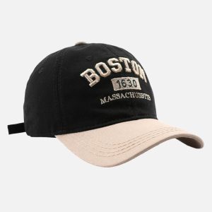 Concert Outfit Retro Colorblocked Monogrammed Embroidered Cap